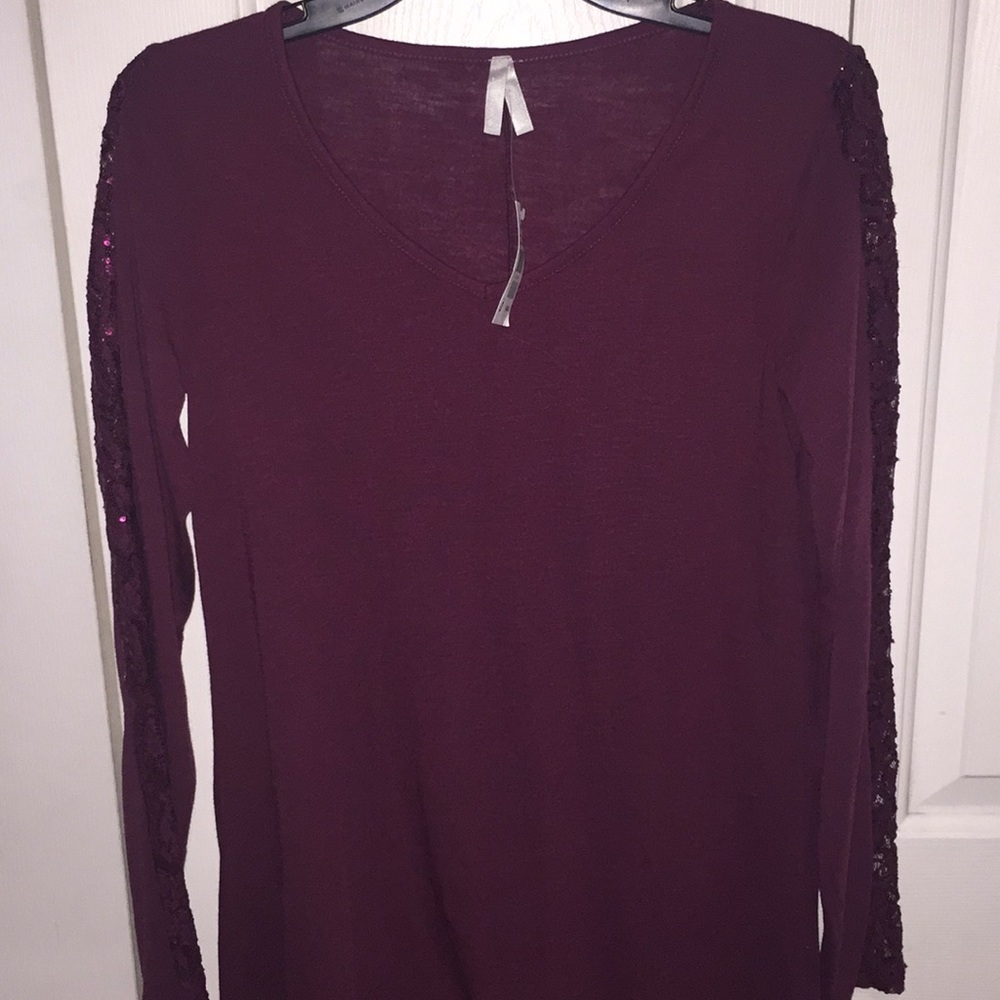 Maroon top with Sequin sleeves